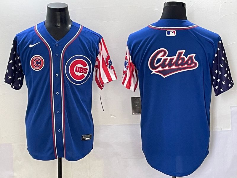 Men 2025 Chicago Cubs Blank Blue a generation of national flags Joint Name Nike MLB Jersey style 6